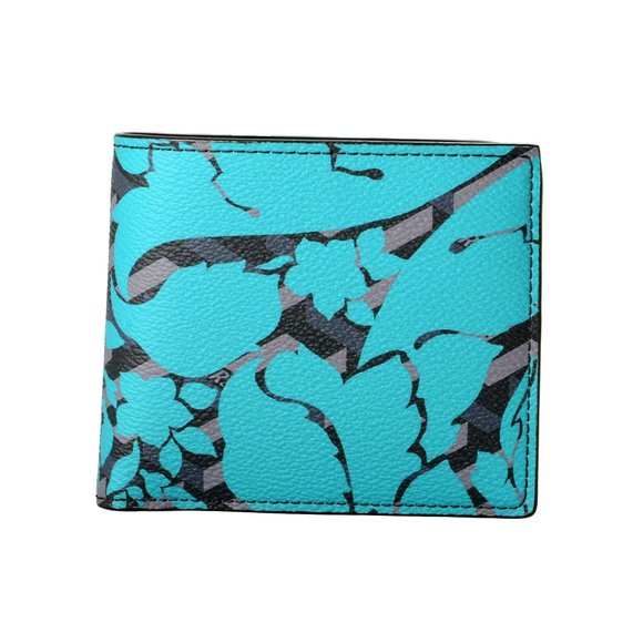 Versace Unisex Multi-Color 100% Textured Leather Floral Print Bifold Wallet - Picture 1 of 5
